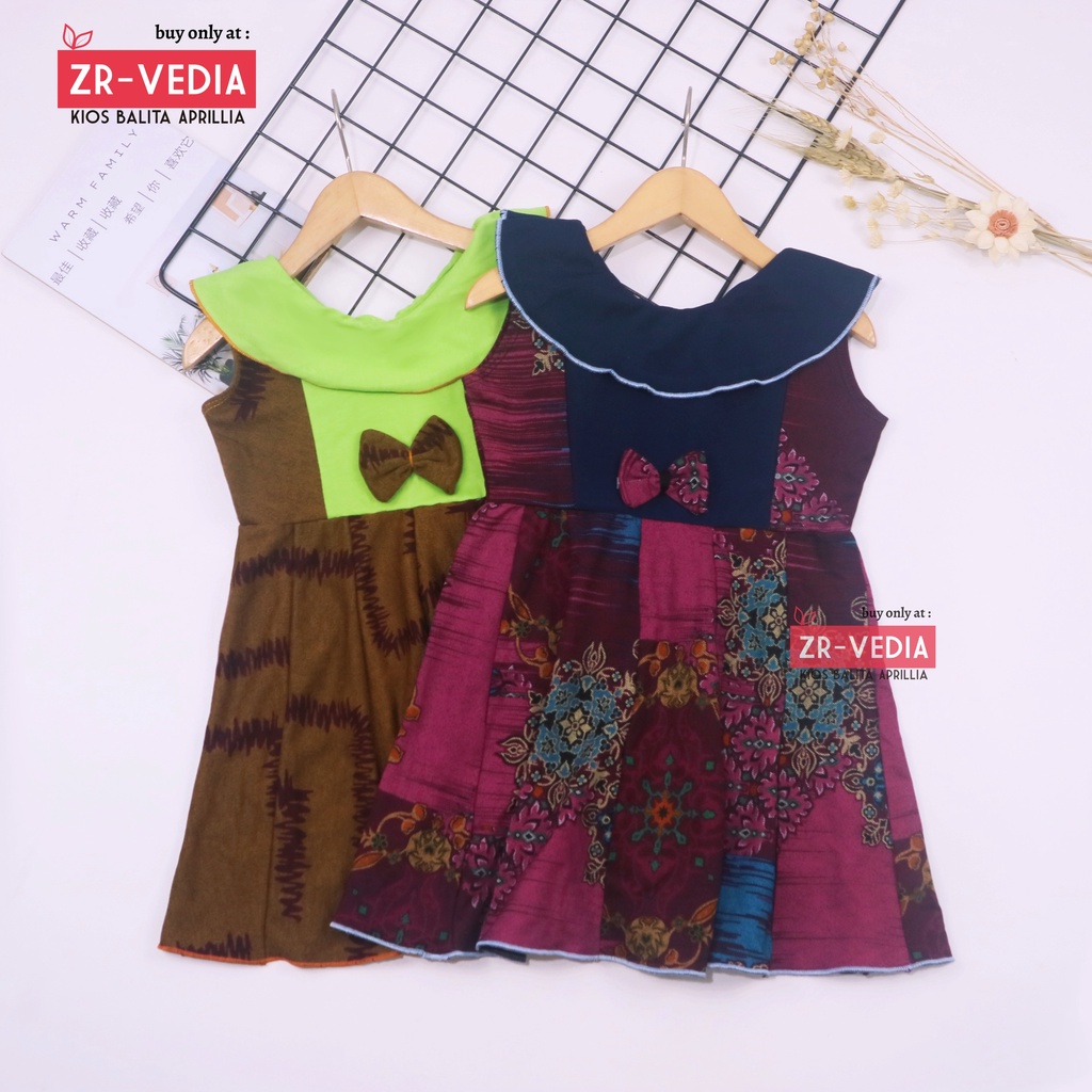 (Batik) Dress Cantika uk 3-4 Tahun / Dres Anak Perempuan Pesta Model Yukensi Cewek Motif Bunga Murah