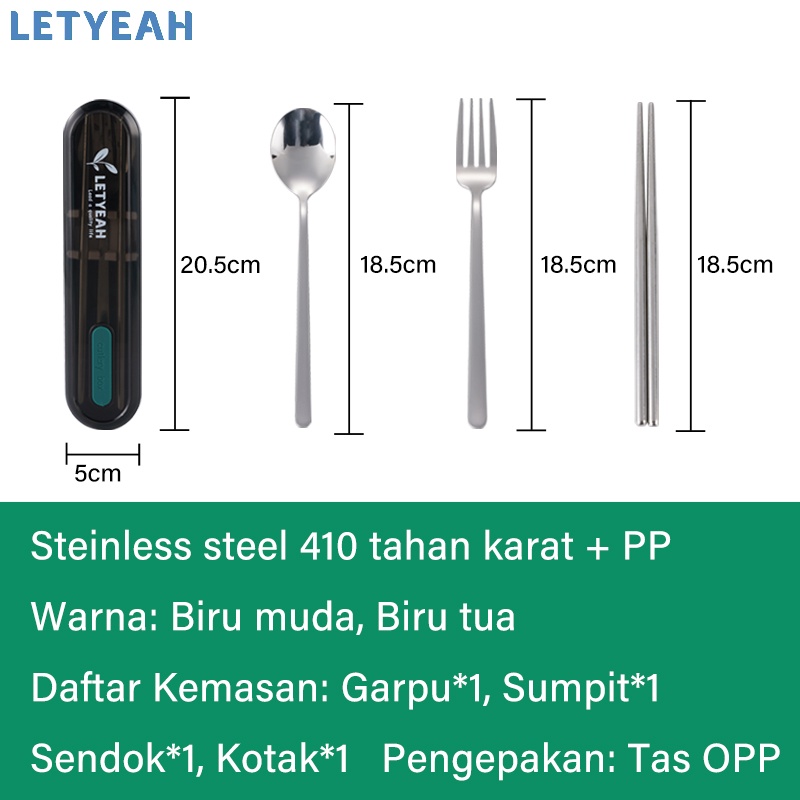 letyeah Cutlery set stainless /sumpit sendok garpu set dengan kotak /alat makan set travel portable