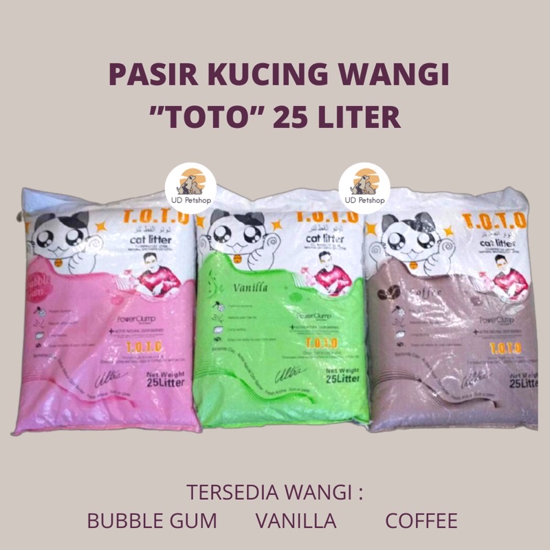 Jual Pasir Toto 25 Liter Pasir Kucing Wangi Toto Cat Litter Vanila Bubble Gum Coffee Pasir Gumpal Indonesia Shopee Indonesia