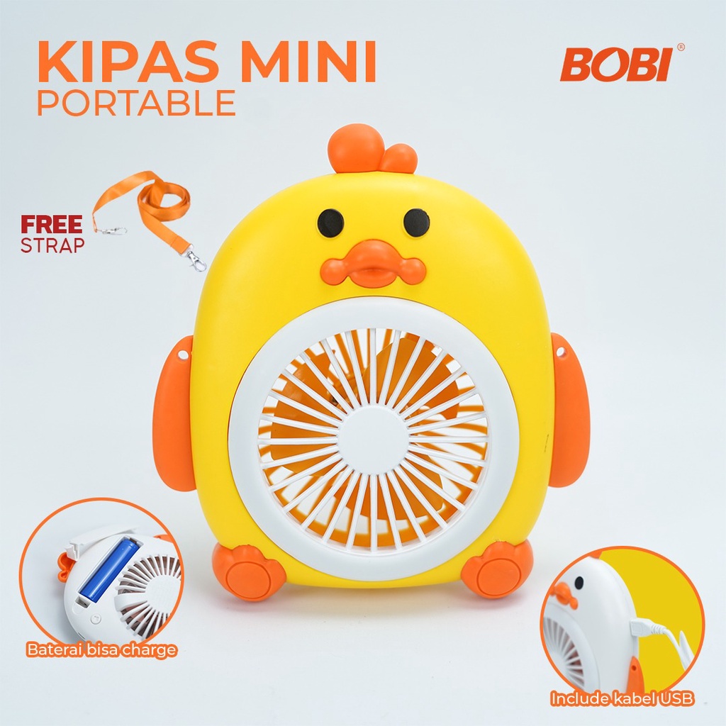 Kipas Angin Portable Tali kode SY88-18 / Kipas Angin Kkarakter Lucu - Merk Bobi Warna Random