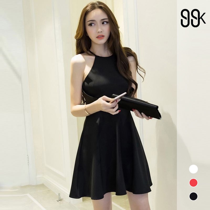 【SALE】Black Sexy Mini Dress Wanita Tanpa Lengan 209 (Size XS-XL)