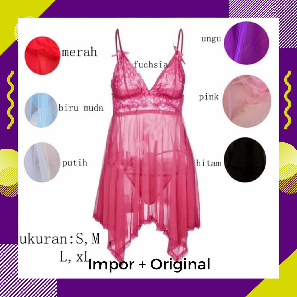 Baju tidur wanita murah / Baju Tidur Seksi Renda Transparan Lingerie Sexy Import Lace A125 S_XL