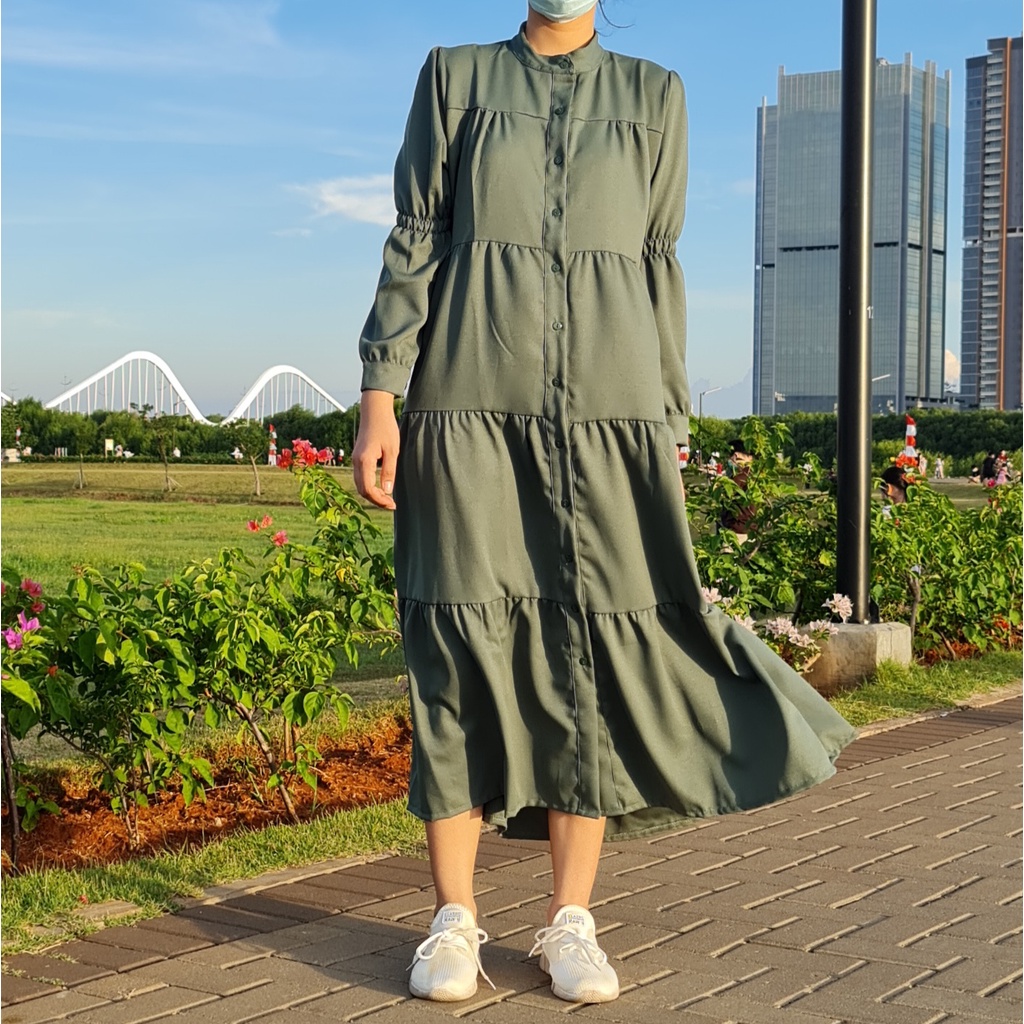 ODE - Dress Korea Wanita Terbaru Kekinian / Long Dress Casual Korean Style / Dress Nara