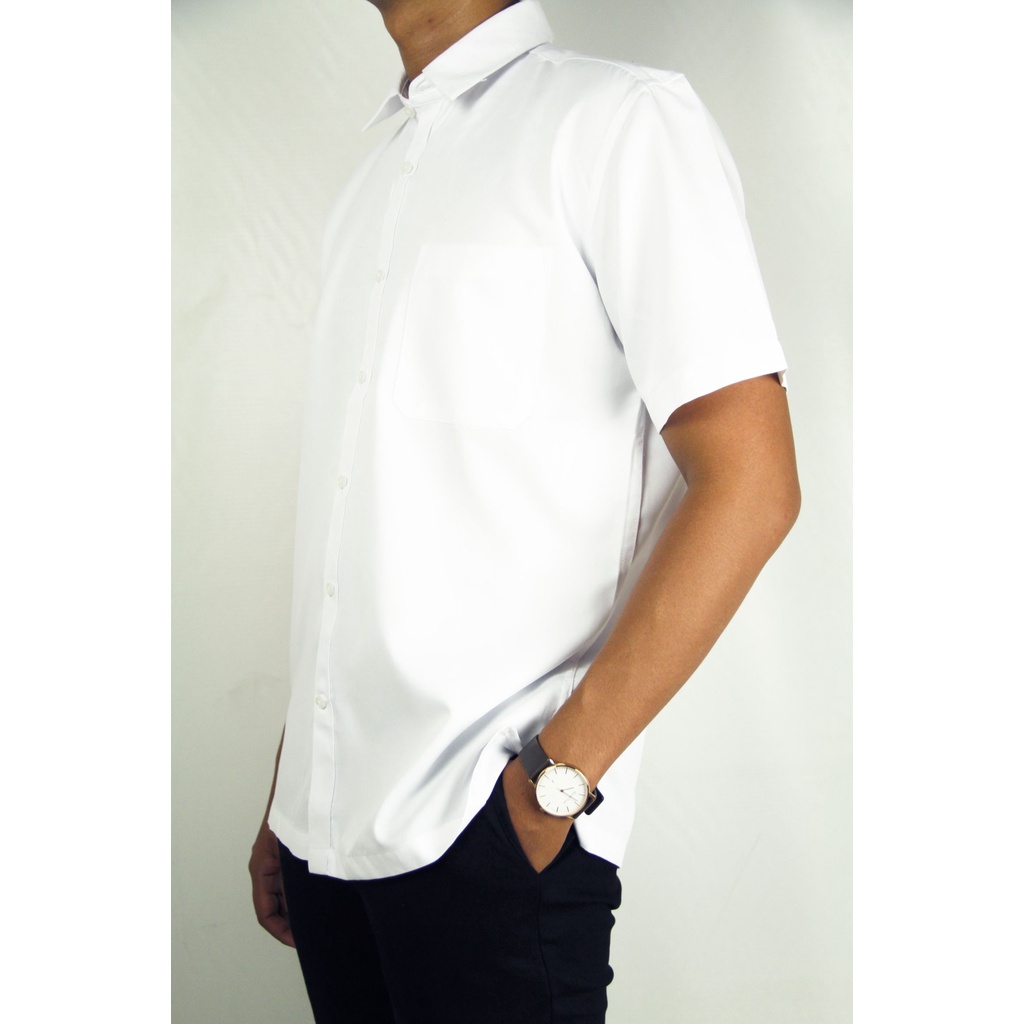 | COD | Kemeja Pria Reguler Stanley Adams Lengan Pendek Putih Polos Oxford 11 | Original Brand Matahari Dept Store