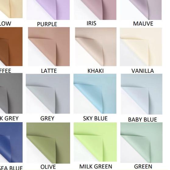 

kertas bunga (20 lembar) Korean doff color cellophane/wrapping paper/kertas bunga murah