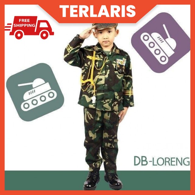 Baju Seragam Profesi Anak ABRI TNI Tentara Kostum Lakilaki Setelan Cowok Karnaval