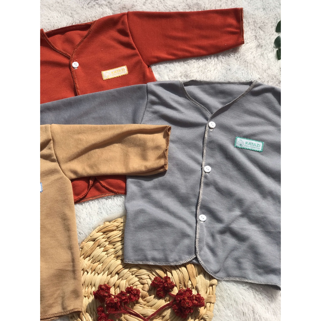 [BTPGC003] 3 Pcs Baju Bayi Tangan Panjang Newborn Polos Umur 0 - 6 Bulan