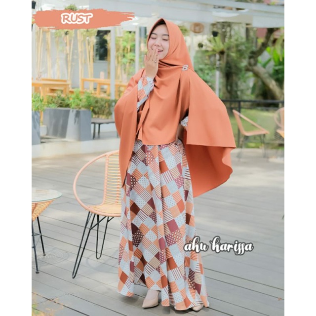 (ORIGINAL) Gamis set syari kotak & Dwifa dress aku karissa ori