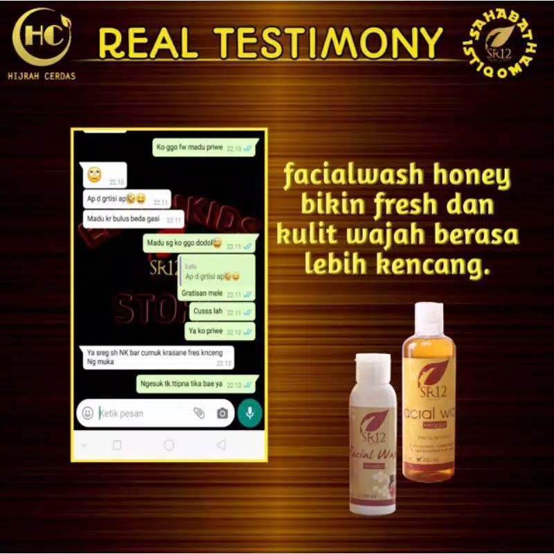 Facial Wash Honey SR12 / Sabun Madu Cair BPOM / Sabun Muka Pembersih Wajah Kulit Kering Kusam