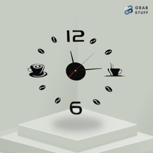 Jam Dinding DIY Giant Wall Clock 30cm Coffee Bell / Jam Dinding Aesthetic Dekorasi Dinding Besar Karakter Jam Dinding Tempel Tembok Besar / Jam Dinding Besar DIY Giant Clock Quartz 30cm Waterprof Unik Murah Tanpa Suara / Jam Dinding Angka Besar Raksasa