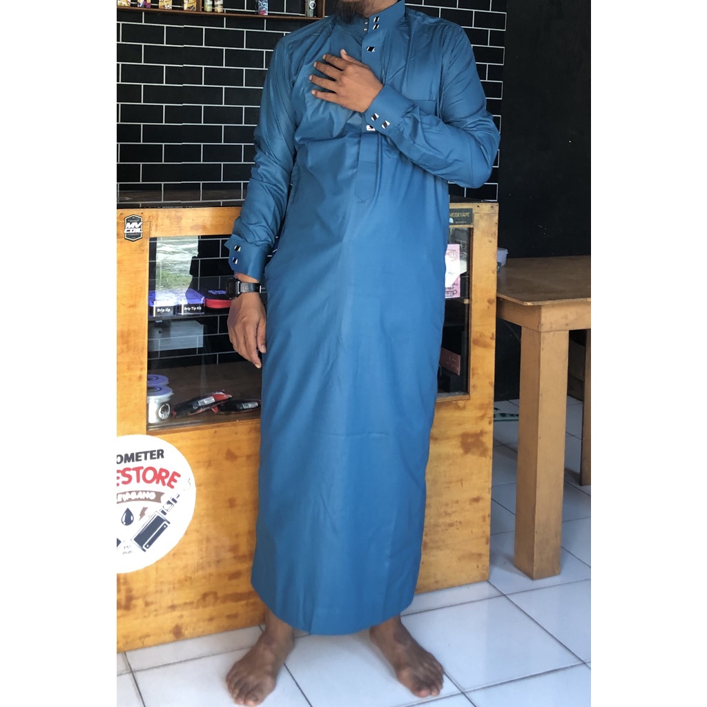 gamis jubah pria slim fit kancing model jubah saudi - AL-Fadhil - pria model polos - gamis dewasa te