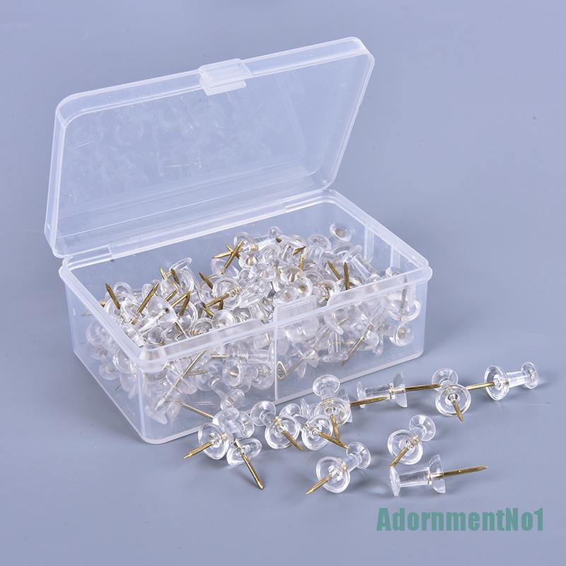 (AdornmentNo1) 100pcs Pin Tekan Transparan Untuk Papan Gabus