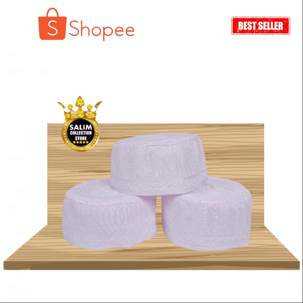 GROSIR ECER PECI SONGKOK KOPIAH PUTIH MADINAH