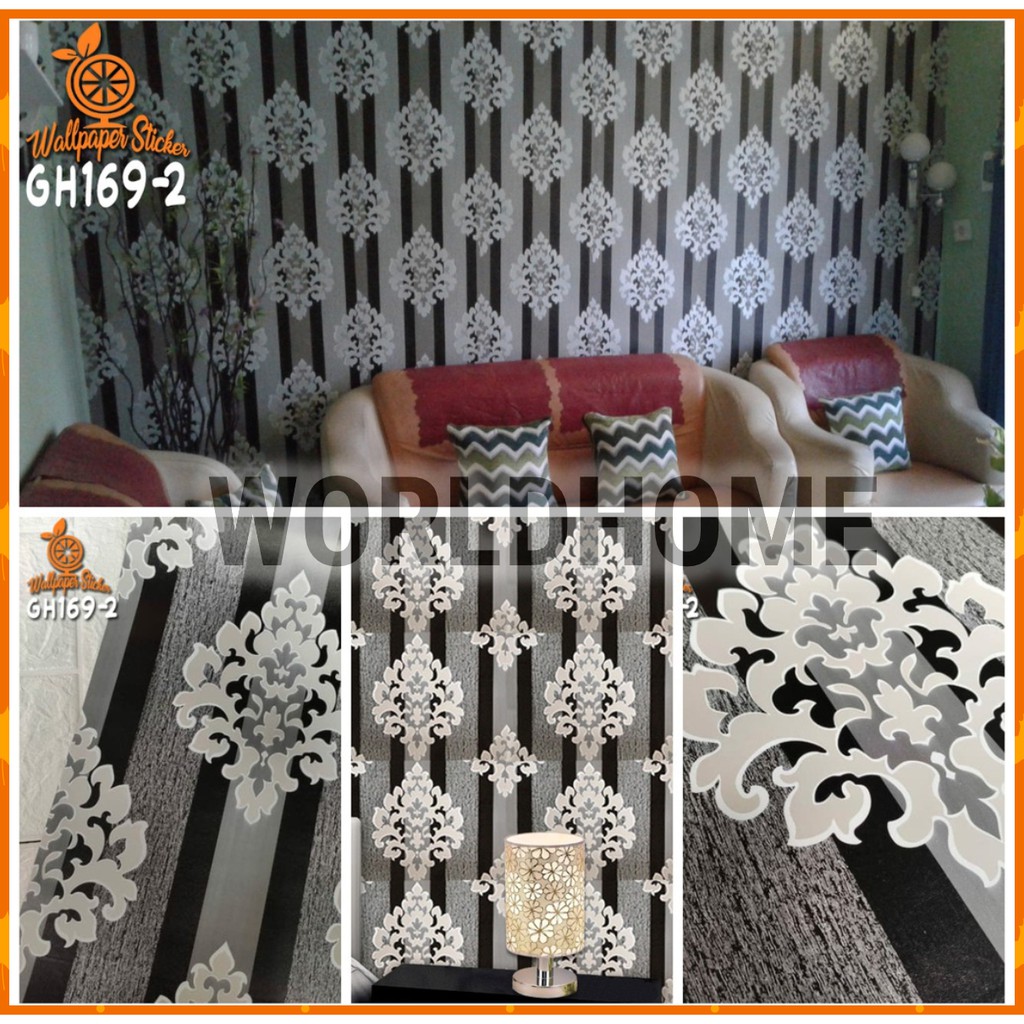 Wallpaper Dinding Wallpaper Stiker Wallpaper dinding Anak Walpaper Gh169-2 Wallpaper Dinding 45CM x 9Meter Batik Silver