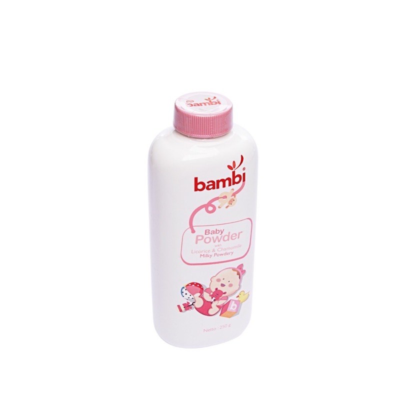 Bambi Baby Powder Milky Powdery Pink - Bambi bedak tabur 250gr Pink