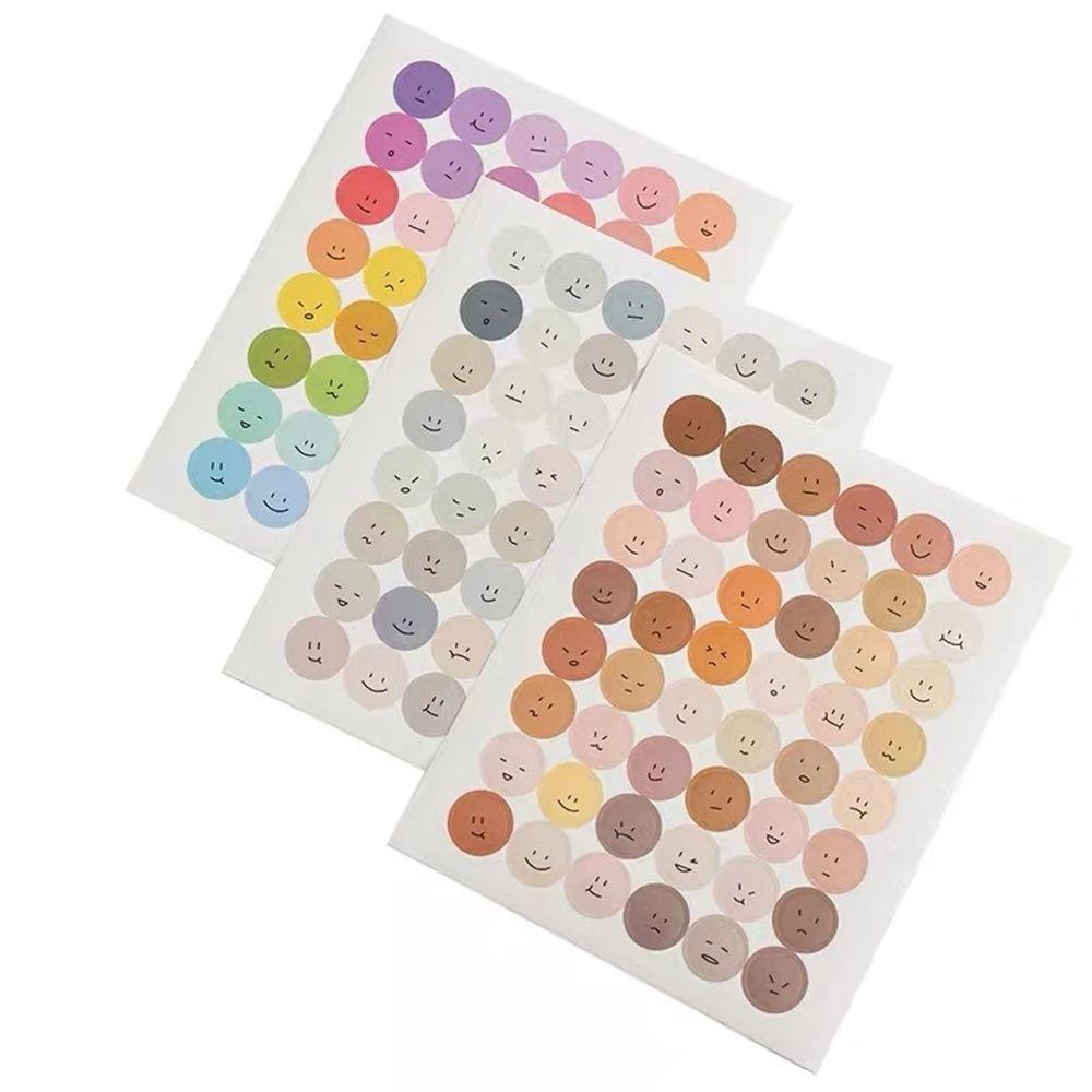Lanfy 2 Lembar Stiker Graffiti Bulat Motif Smiley Face Gaya Morandi Untuk Kantor / Sekolah