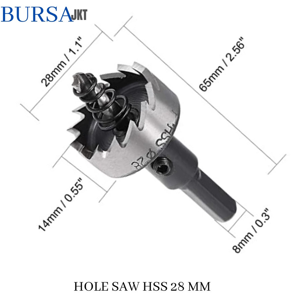 MATA BOR HOLE SAW STAINLESS STEEL PELUBANG BESI PLATE METAL DRILLING LOGAM 28 MM