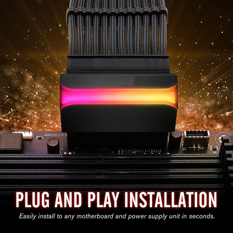 Btsg 5V Motherboard ARGB SYNC Steering Untuk Kepala Untuk Mainboard Komputer ATX Power Supply Konektor 24P Ke 90derajat Steer