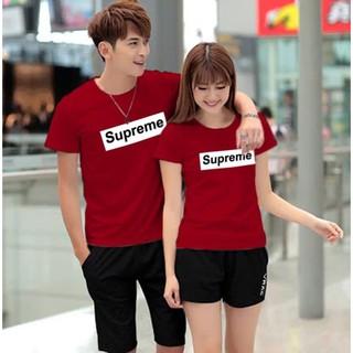 SUPRIME MERAH kaos couple  kekinian pria wanita terbaru 