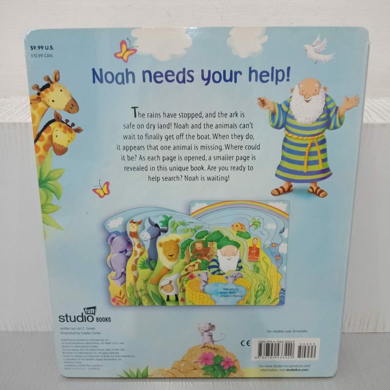 noah and the animals open door board book flip over hard cover buku cerita Alkitab Bible anak Nuh