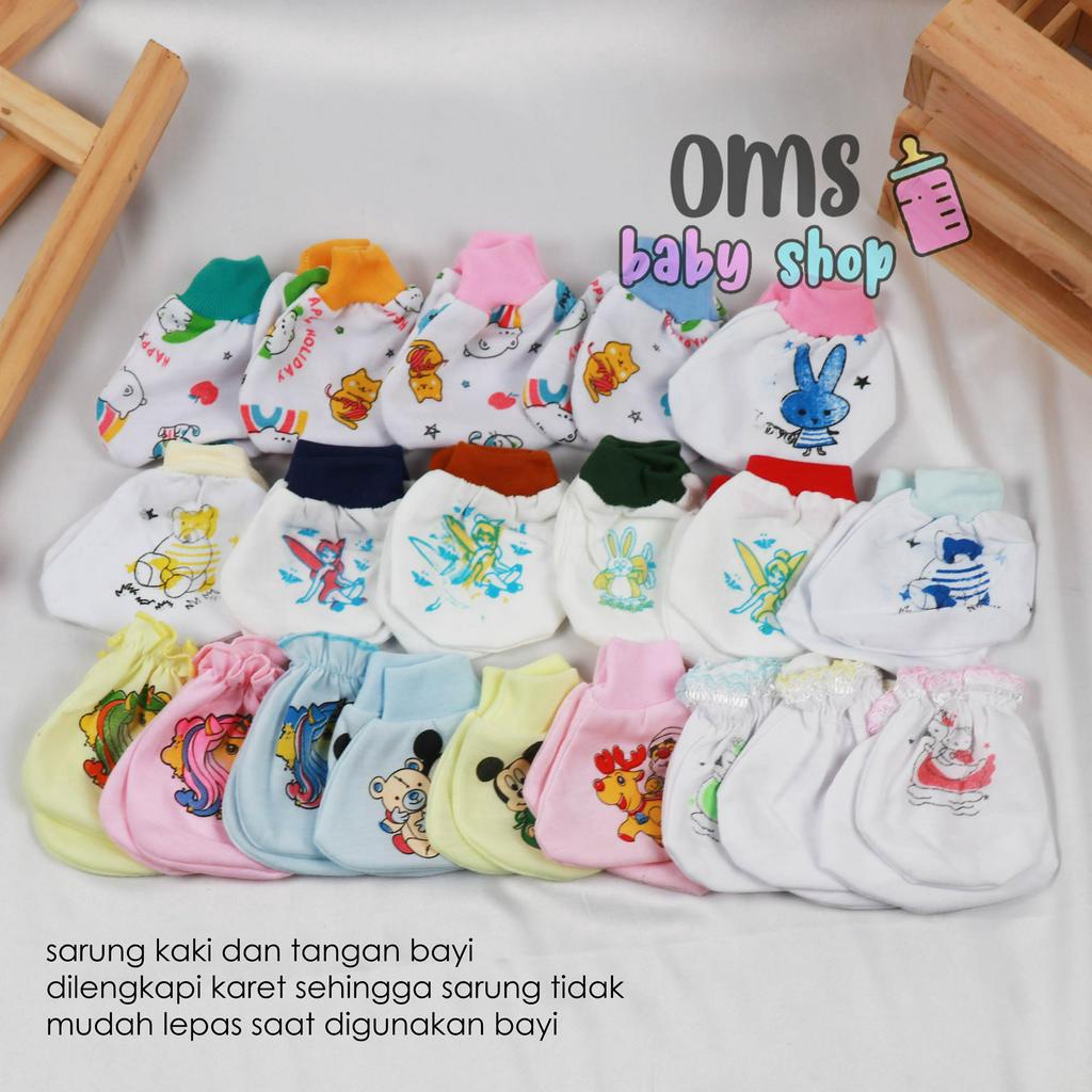 [ DAPAT 4 PCS ] Sarung Tangan &amp; Kaki Bayi Motif / Sarung Tangan Kaki Bayi Lucu / Sarung Tangan Kaki Bayi Cotton Murah