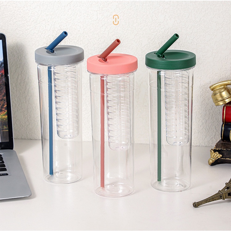 TUMBLER CUP / Botol Minum Infuse Water Straw Bottle 700ml Botol Infuse Sedotan