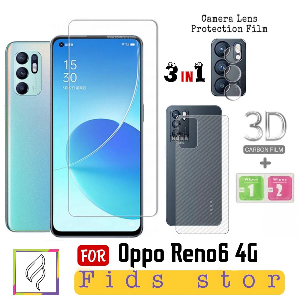 PROMO 3in1 Tempered Glass OPPO Reno6 4G Free Anti Gores CAMERA &amp; GARSKIN Reno 6