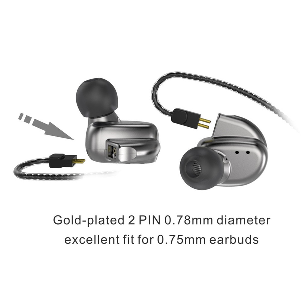 Bqeyz KC2 Headset HiFi Stereo 2DD + 2DA Quad Driver Dengan Kabel Bisa Dilepas