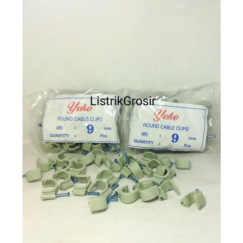 Klem Kabel Yoko Paku Beton No. 6mm 7mm 8mm 9mm 10 mm 12mm Clip Kabel Pvc Listrik Ekonomis