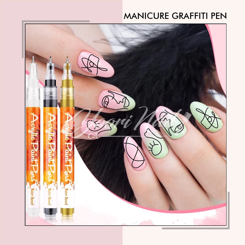 Grafitti pen acrylic paint gel nail art pen lukis nailart dekorasi