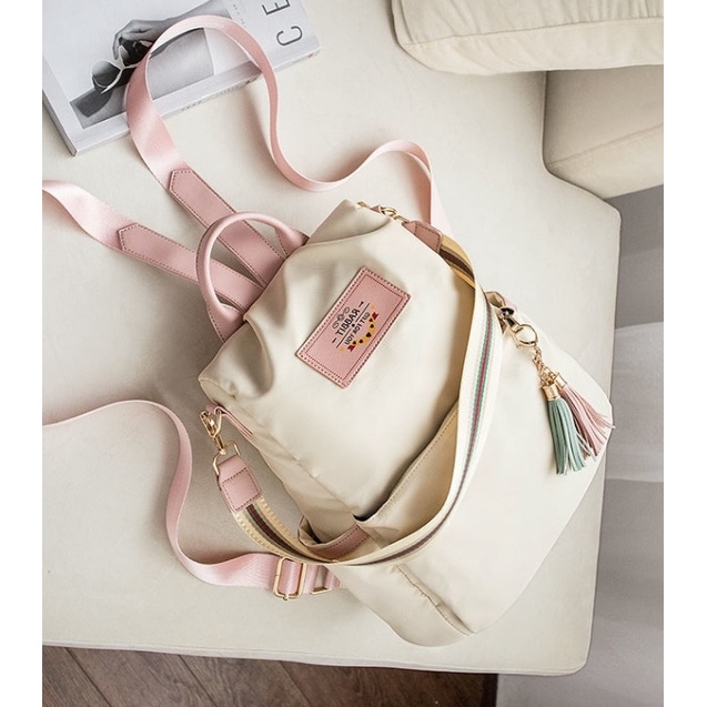 TAS RANSEL WANITA ANTI AIR KREM TA486P3 IMPORT BACKPACK KOREA ROZANA GENDONG PUNGGUNG SEKOLAH FASHION KULIAH KERJA BATAM REMAJA PREMIUM CEWEK MURAH