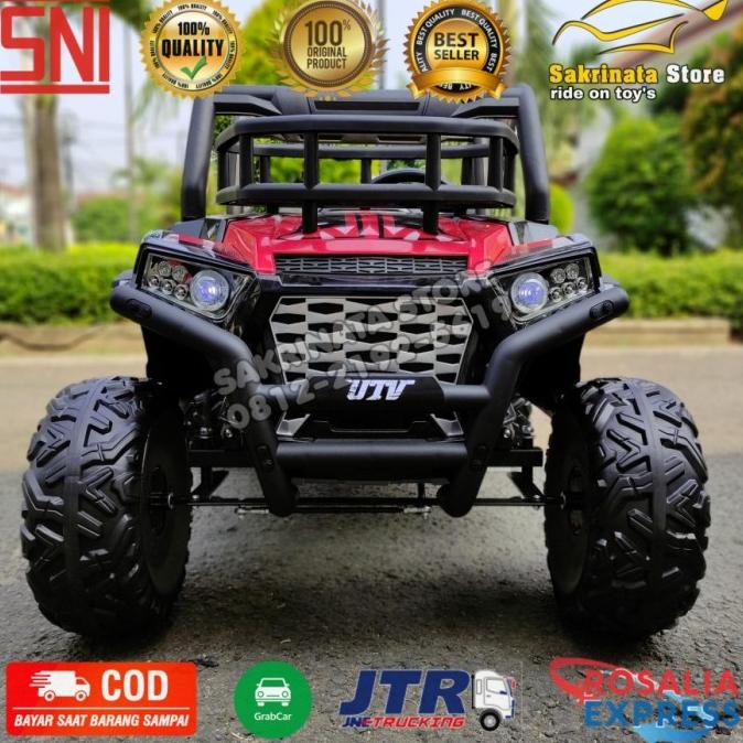 Jeep Buggy Besar Merah Mainan Mobil Aki Anak Ban Karet
