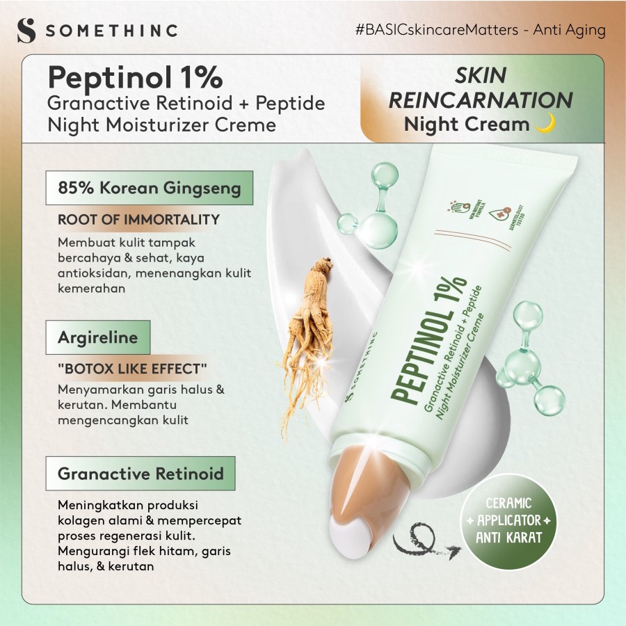 SOMETHINC PEPTINOL Granactive Retinoid + Peptide Night Moisturizer Creme Cream Krim Malam Retinol Pelembab Serum Grandactive HPR