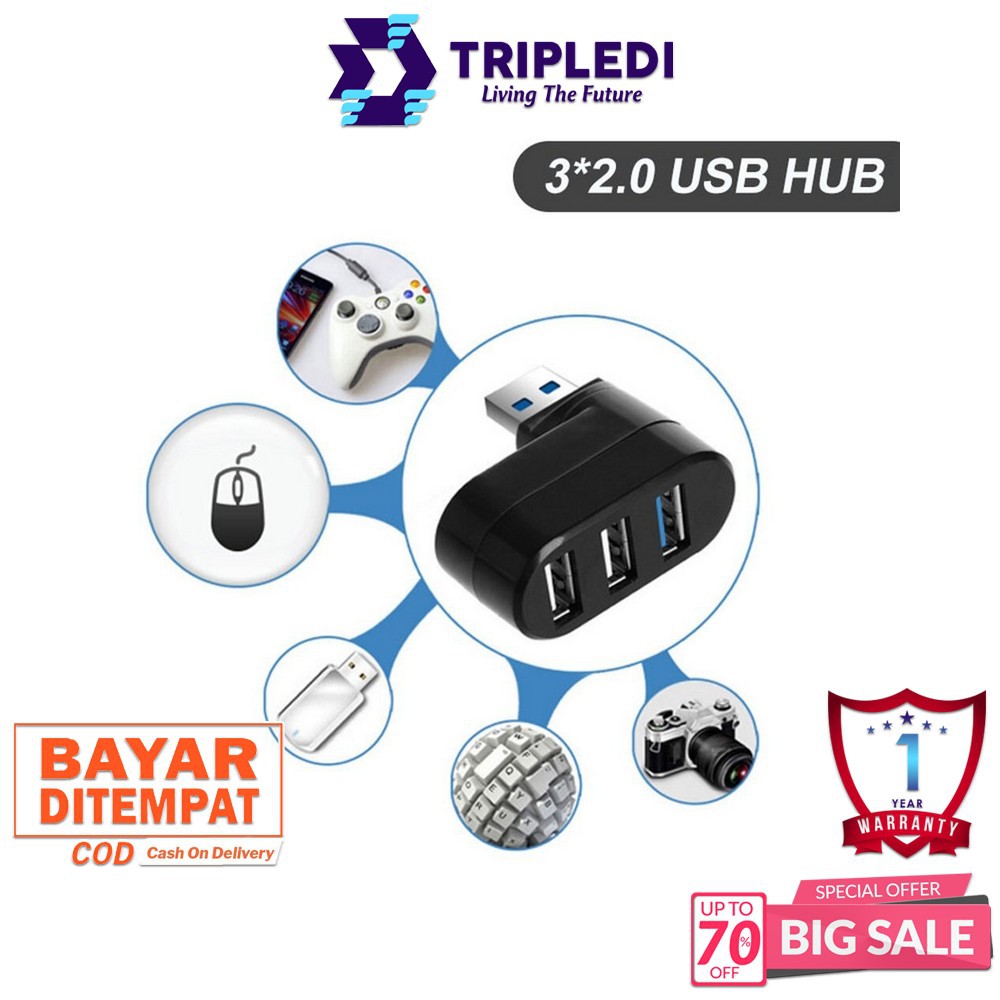 TRIPLEDI USB Hub 3.0 Port Rotate Splitter Adapter Notebook PC Computer-0