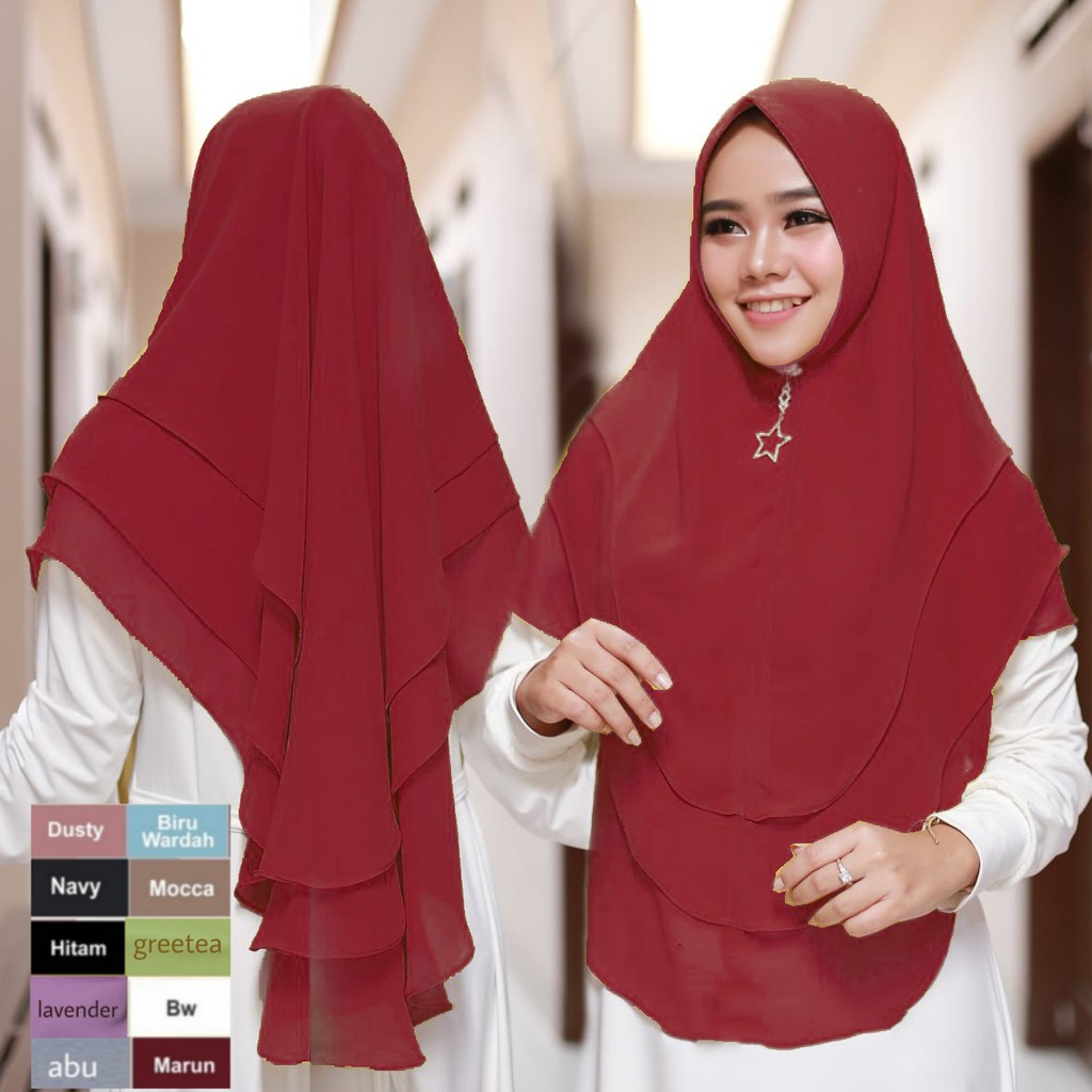 Khimar Madia soft pad jilbab instan kerudung 2 layer  pet Antem bahan Ceruti babydoll