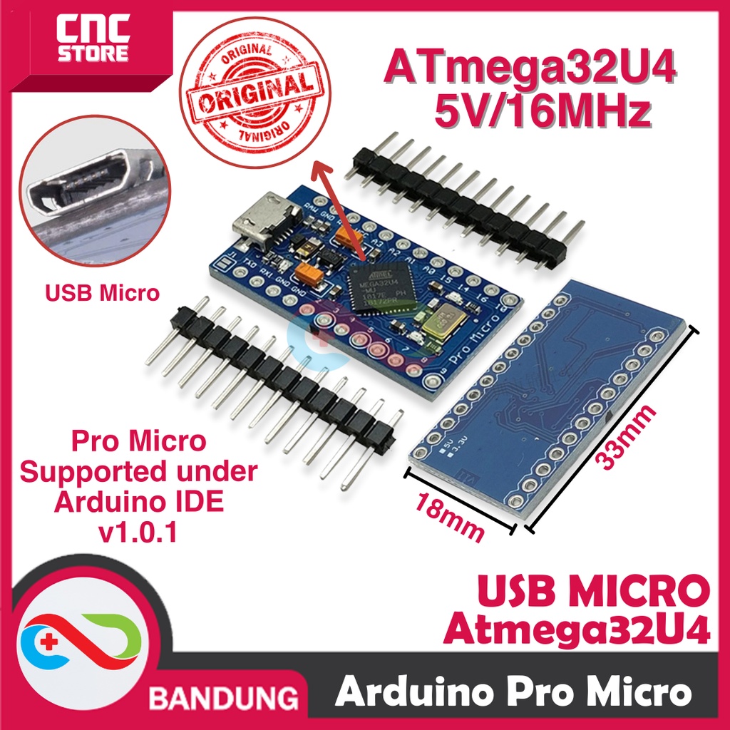 Jual Arduino Pro Micro Atmega32u4 5v 16hz Micro Usb Board Shopee