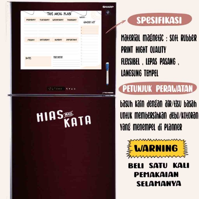 

Eklusif Magnetic Meal Planner Aesthetic With Fridge Inventory Notes Bagus