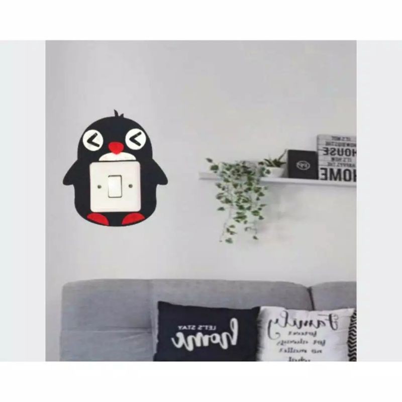 Hiasan stiker saklar tempel motif kain flanel