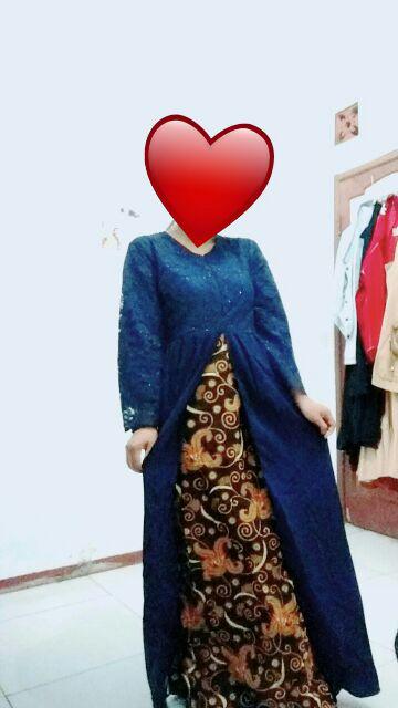 Couple Batik Maxi Dress Gamis Brokat Anami Sarwendah Bidara 074