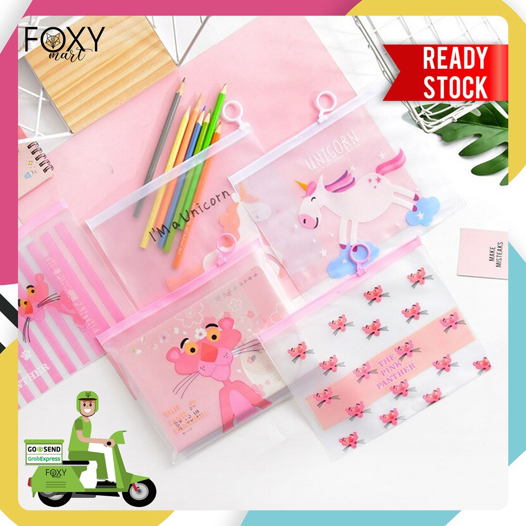 

Tempat Pensil / Tas Pounch Kosmetik Transparan Pencil Motif Karakter Unicorn Import - FOXY.MART