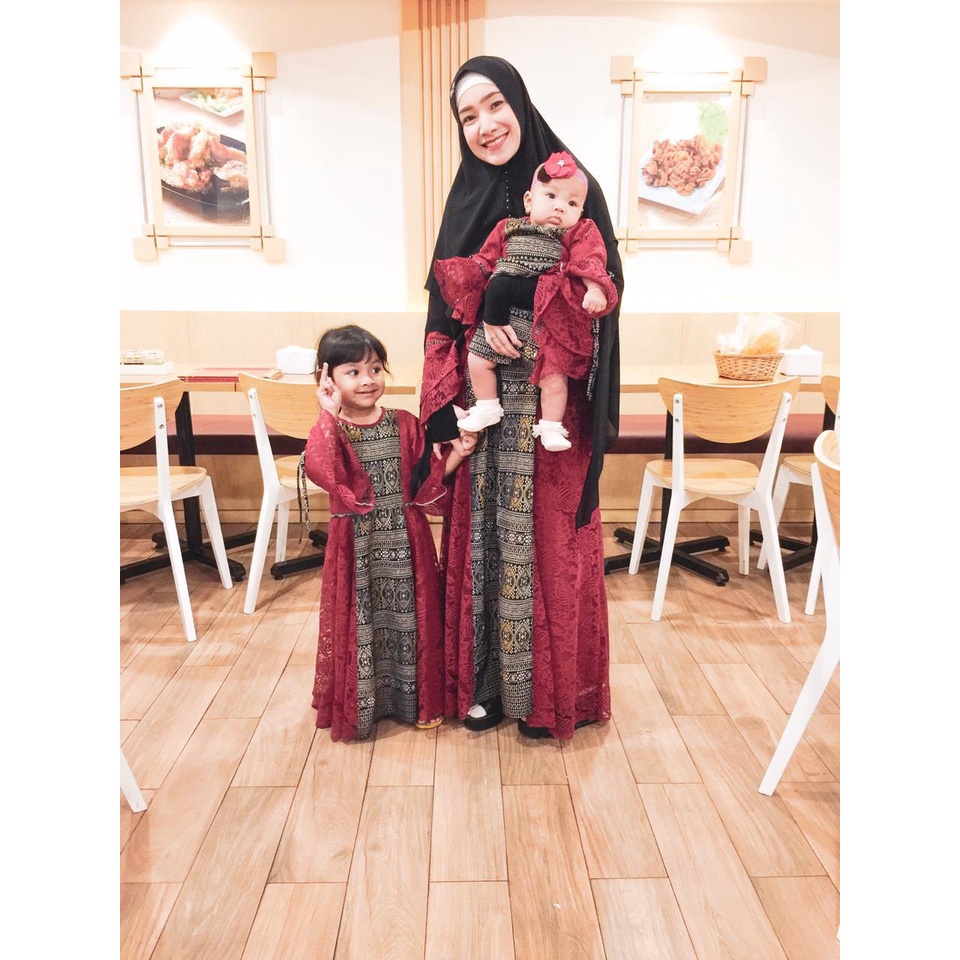 Gamis Bianca Maroon Brokat |  Gamis Anak Perempuan | Gamis Dewasa | Baju Gamis Couple | Baju Unik | Baju Anak Unik | Gamis Terjangkau | Gamis Keluarga| couple family murah