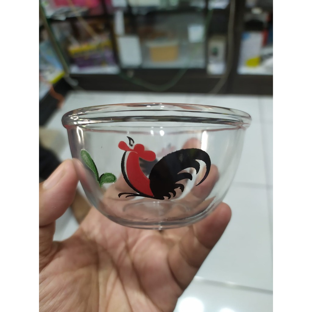 MANGKOK JAGO BENING BAHAN KACA/BELING diameter 9 - 10cm cocok buat souvenir