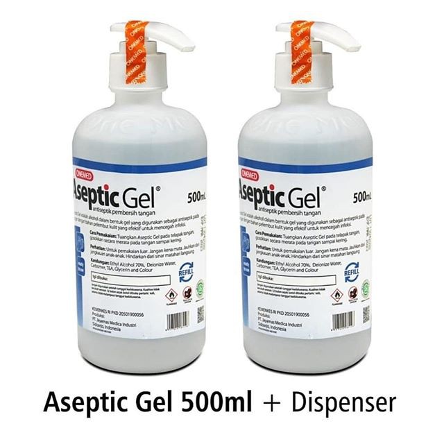 Aseptic Handsanitizer Gel ONEMED 500ml pump  Asli Original Antiseptic antiseptik Corona