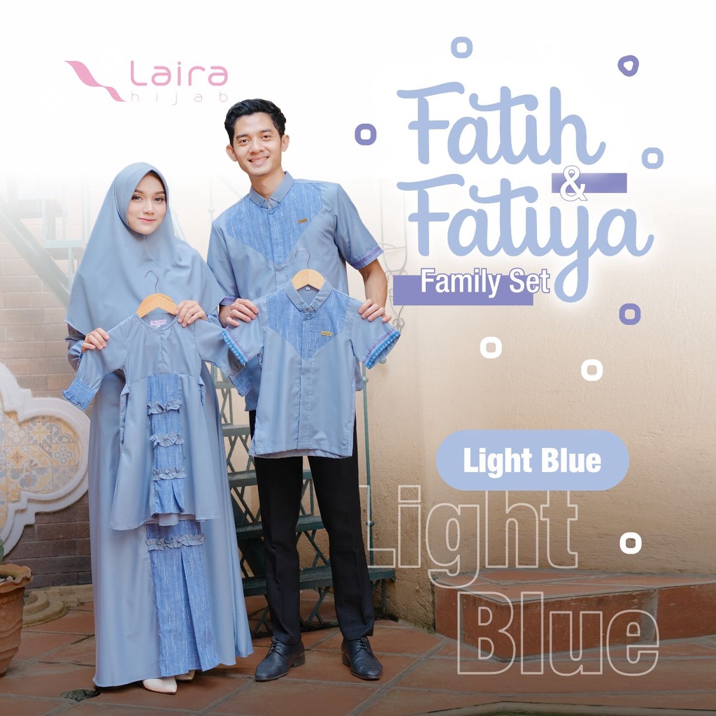 Gamis Couple Dress Pakaian Keluarga LAIRA HIJAB FATIH FATIYA COUPLE LIGHT BLUE Baju Fashion Pasangan Seragam Sarimbit Muslim Suami Istri Ibu dan Anak Kondangan Lebaran Premium Mewah Kekinian Terbaru 2021