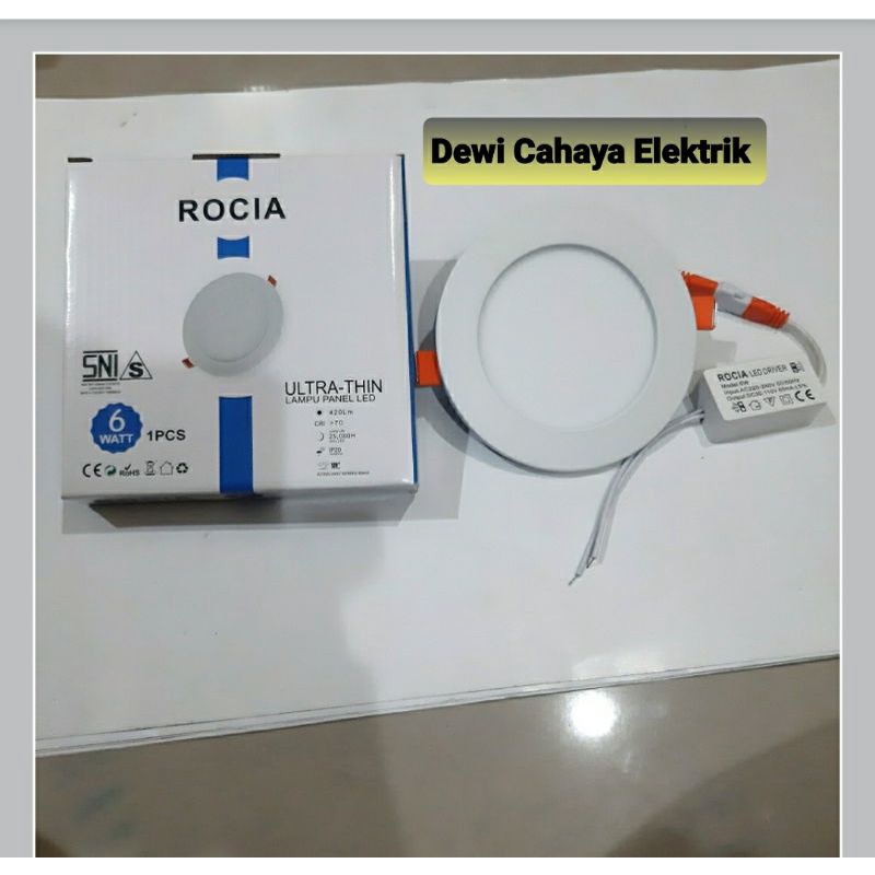 Rocia Lampu Panel LED Downlight 6W Full Bulat - Round Cahaya Putih SNI - Lampu Plafon LED