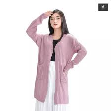Long Cardigan BELLE OVERSIZE / Cardigan Rajut Wanita / Cardigan Panjang Jumbo / Garigan Panjang-Nila