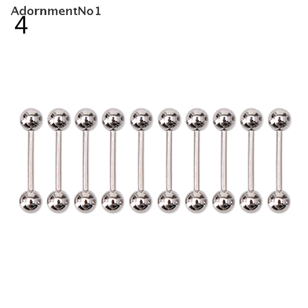 (AdornmentNo1) 10pcs / Set Anting Tindik Lidah / Puting Bentuk Barbel Bahan Stainless steel Untuk Wanita