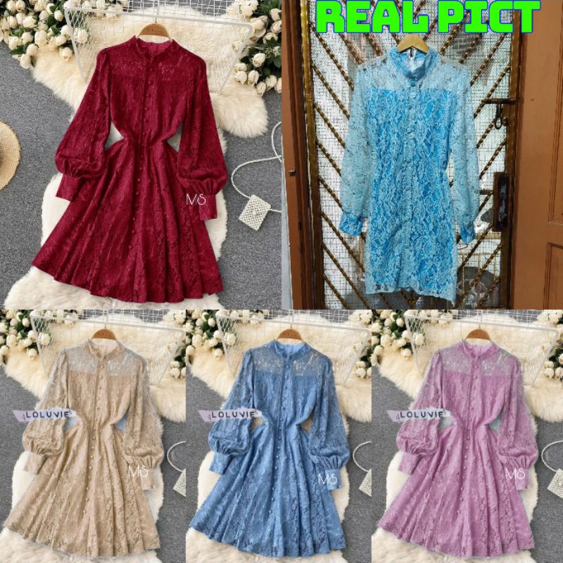 BEST SELLER DRESS LOLUVIE CORNELI FURING / DRESS BRUKAT WANITA DRESS BIG SIZE BRUKAT JUMBO DRES BROK