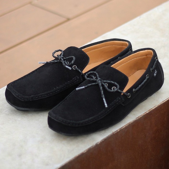 Lick New Black | Sepatu Suede Vintage Klasik Casual Pria Boat Ori Original Footwear | FORIND x Reyl