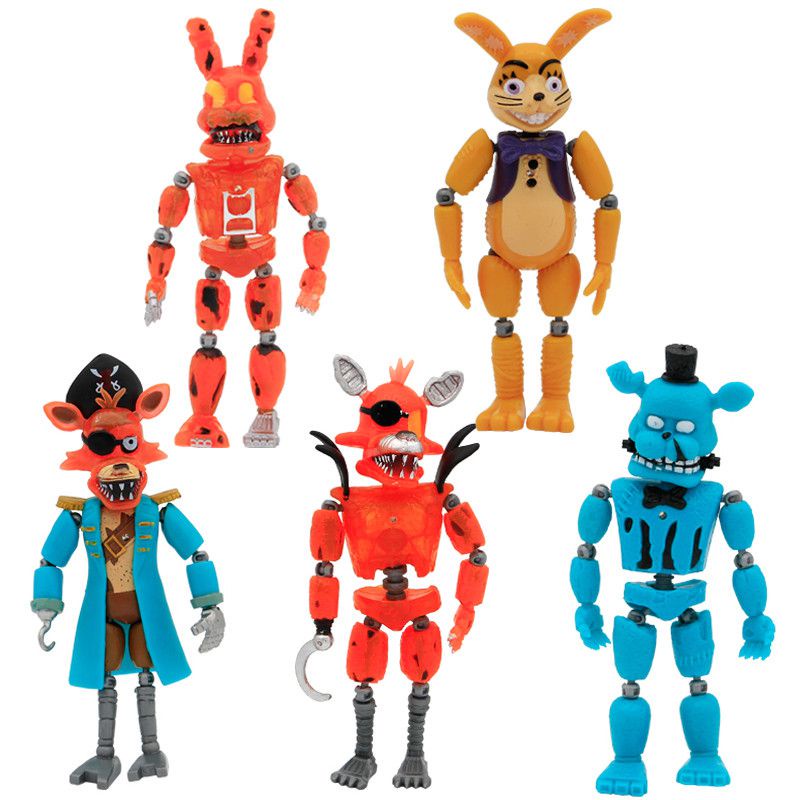 5pcs/set Five Night FNAF Toys Security Breach Freddy Bonnie Fazbear Curse Of Dreadbear Captain Foxy Action Figure For Children